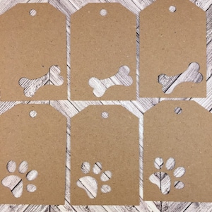 Kraft Hundeknochen & Pfotenabdruck Geschenkanhänger - Set mit 8 Stück