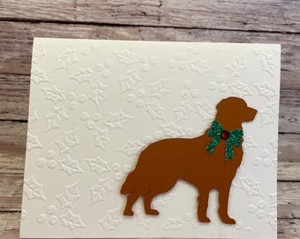 Holly Golden Retriever-kerstkaart met reliëf, cadeau hondenliefhebber