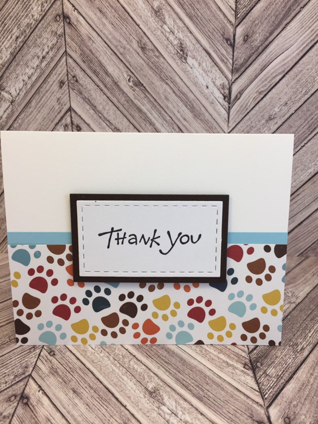 Paw Print Card, Thank You Card, Dog Thank You Card, Cat Thank You Card ...