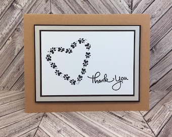 Heart Paw Print Thank You Card: Kraft Card Stock