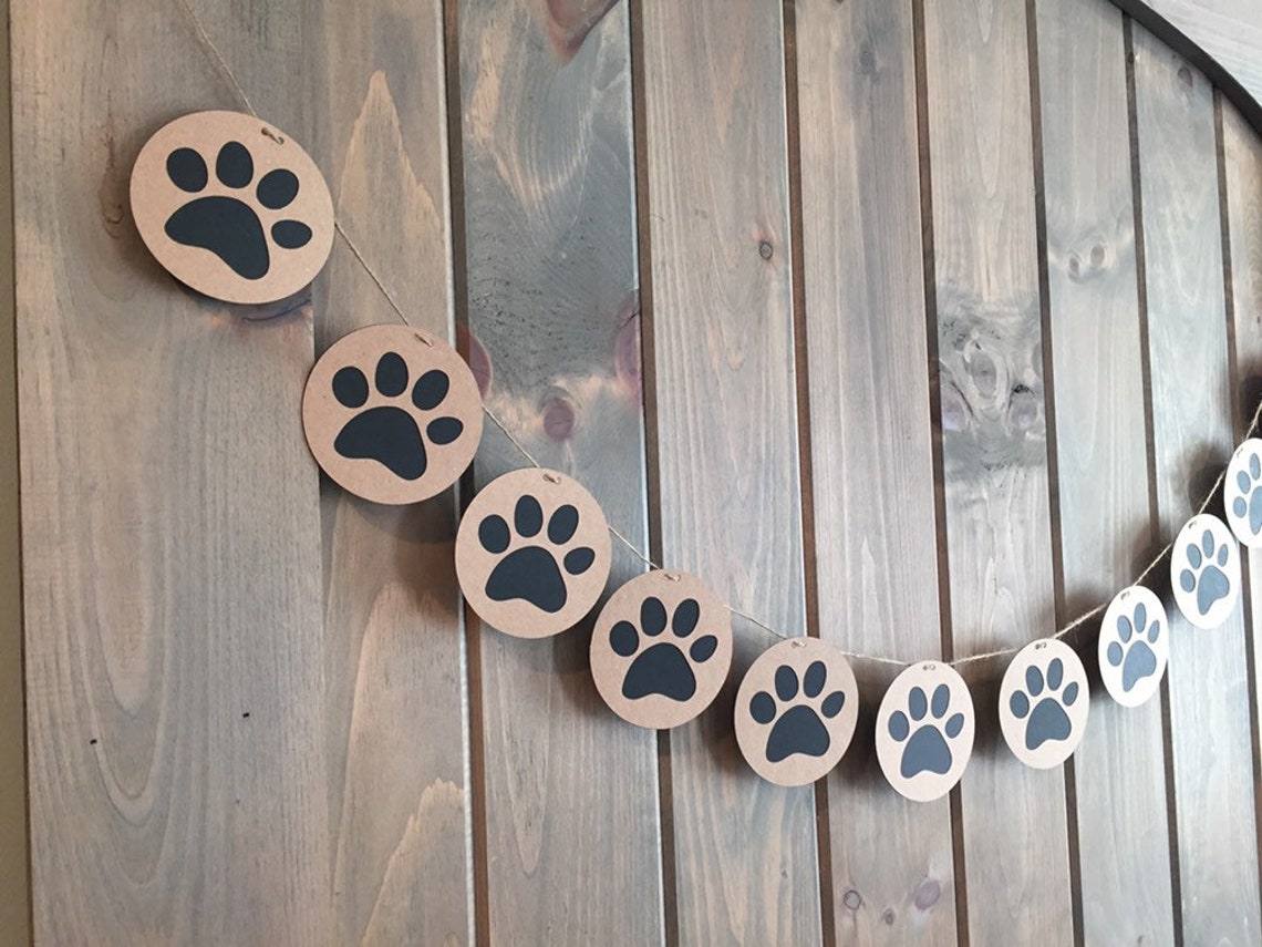 Paw print paw print banner paw print garland pet party | Etsy