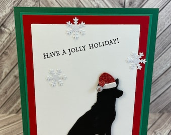 german shepherd, german shepherd card, german shepherd christmas card, GSD card,GSD christmas card, dog card, have a jolly holiday