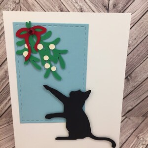 cartão de gato, cartão de natal de gato, cartão de gato de férias, cartão de natal felino, cartão de boas festas, cartão de amante de gatos, cartão de visco