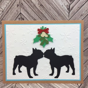 französische Bulldogge,französische Bulldogge Karte,französische Bulldogge Weihnachtskarte,Hundekarte,französische Bulldogge Jahrestagskarte,französische Weihnachtskarte,Mistelzweig