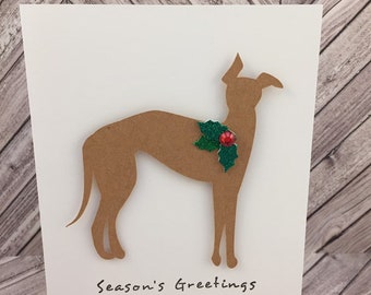 greyhound, greyhound christmas card, greyhound card, christmas dog card,holiday dog card