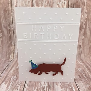 Basset Hound Birthday Card: Die Cut Dog with Party Hat