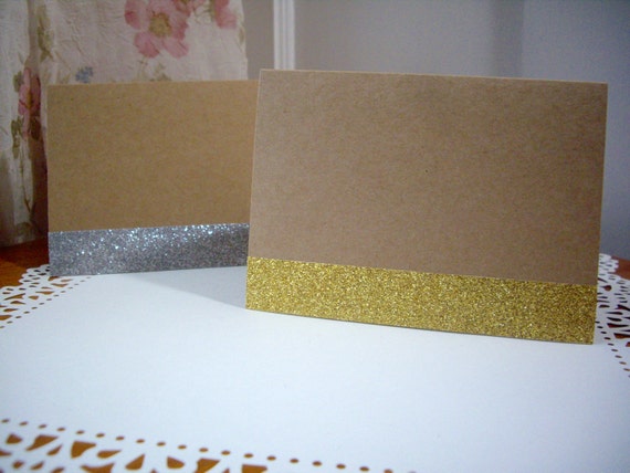 Items similar to glitter notecards, kraft notecards, glitter kraft ...