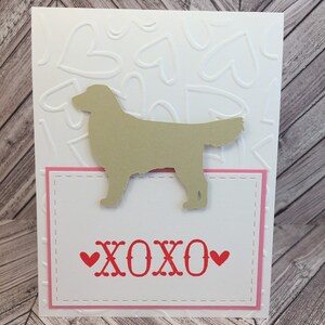 golden retriever, carte golden retriever, carte de saint valentin golden retriever, carte saint valentin chien, XOXO, carte XOXO, câlins et bisous, saint valentin