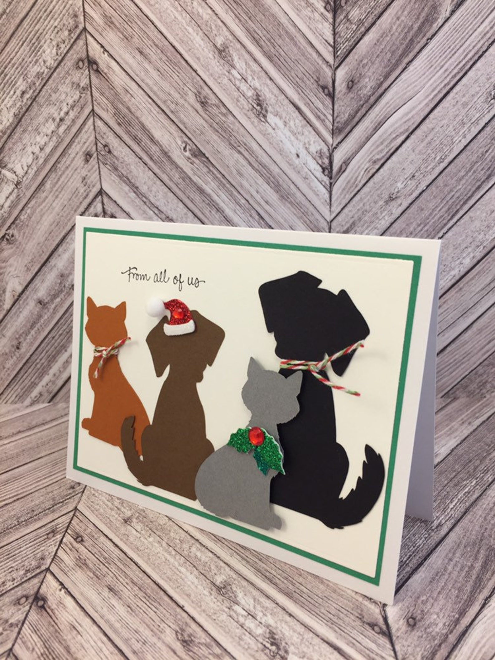 Dog and Cat Christmas Card Pet Christmas Card Cats and Dogs - Etsy