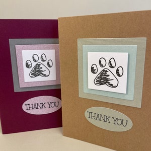 Cartes de remerciement avec empreinte de patte, cartes de remerciement, mots de remerciement, articles de papeterie de remerciement, cartes pour animaux de compagnie, carte pour chien, carte pour chat, cadeau pour hôtesse, 4 cartes