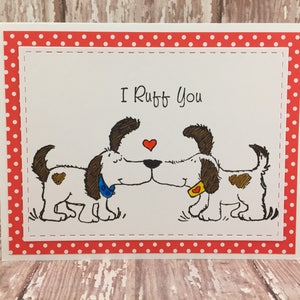 Ich ruff Sie Karte, glücklich Valentinstag-Karte, Liebe-Karte, Hund Valentinstag-Karte, Hund-Karte, ich liebe dich Karte, Jahrestags-Karte, zwei Hunde-Karte, Valentinstag