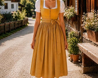 Vestido tradicional bávaro de Oktoberfest hecho a mano con delantal.