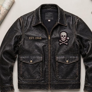 Handmade Aviator Flight Coat with Skull Patch