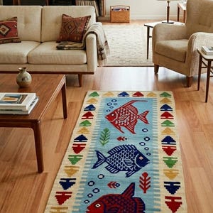 Vintage Oushak löparmatta – Handknuten hallmatta i turkisk stil, mjuk ullmatta för korridoren, neutral beige blommig löpare, 2,5×6 2,5×9