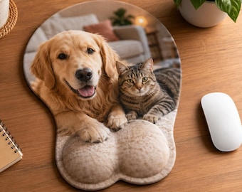 Custom Photo Mouse Pad With Wrist Support, Personalized Ergonomic Mousepad, Silicone Wrist Rest Mouse Pad, Custom Office Gifts