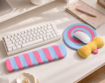 Pastel Lollipop Mouse Pad And Mouse Pad, Cute Candy Wrist Support, Kawaii Desk Accessories, Desk Accessories, Home Office Decor