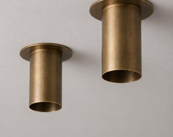 Handmade Brass Spotlight Ceiling Light, Mid Century Modern Cylinder Flush Mount Fixture