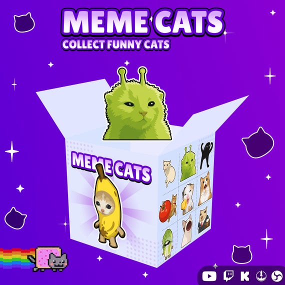 Meme Cats Blind Box Twitch Chat Widget | StreamElements Collecting Game for OBS, YouTube & Kick