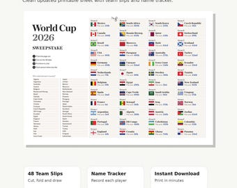 World Cup 2026 Sweepstake Kit Printable PDF, Sweepstake Poster Chart ...