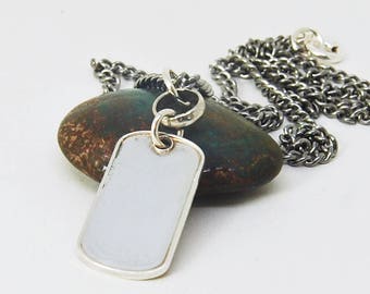 Unisex Dog Tag Necklace  |  Sterling Silver Pendant  |  Stainless  Steel Chain   |  Gift for Men