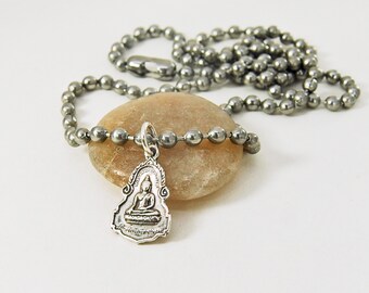 Silver Buddha Necklace  |   Small Sterling Buddha Pendant  |   Unisex  Buddha Neckwear