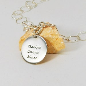 Silver Charm Necklace   |   Inspirational Jewelry  |   Stacking Necklace  |   Engraved  Disc Pendant   |  Sterling