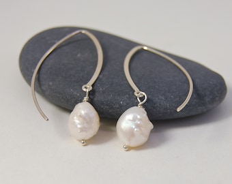 Modern Baroque Pearl Earrings   |   White Rosebud Pearl Drops  |  Statement Pearl Earrings  |  Pearl Dangle Earrings