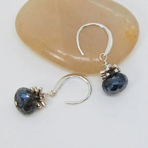 Dark Blue Gemstone Earrings | Labradorite  |  Modern Silver Earrings | Indigo Blue Earrings  | Lightweight