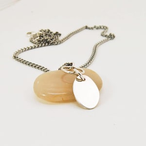 Oval Dog Tag Necklace  |   Sterling Silver Pendant  |  Stainless Steel Chain  |  Unisex Neckwear