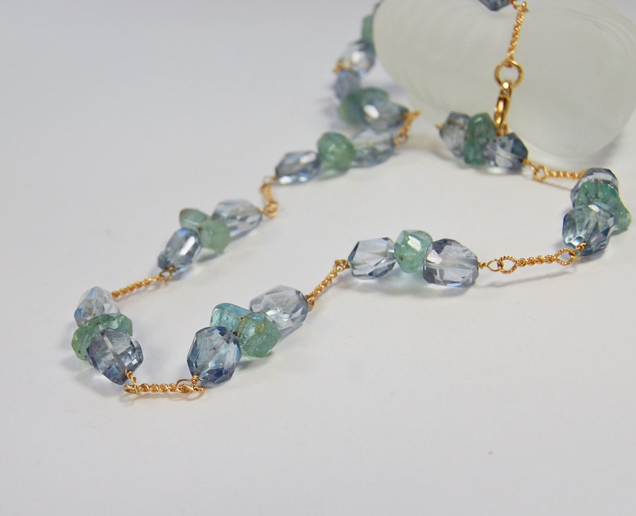 Aquamarine Necklace . 14K Gold . March Birthstone - Etsy