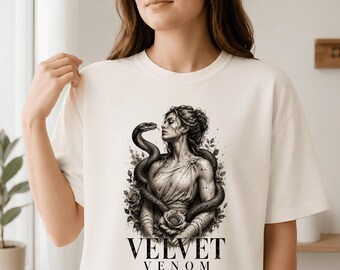 Velvet Venom Shirt, Dark Feminine Graphic Tee, Snake Shirt, Comfort Colors 1717, Mythology Shirt Women, Edgy Aesthetic, Moody Alt Girl Top