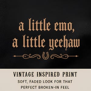Emo Cowgirl Crop Shirt, A Little Emo A Little Yeehaw Crop Tee, Western Gothic Shirt, Vintage Cowgirl Graphic Tee, Country Emo Aesthetic image 2