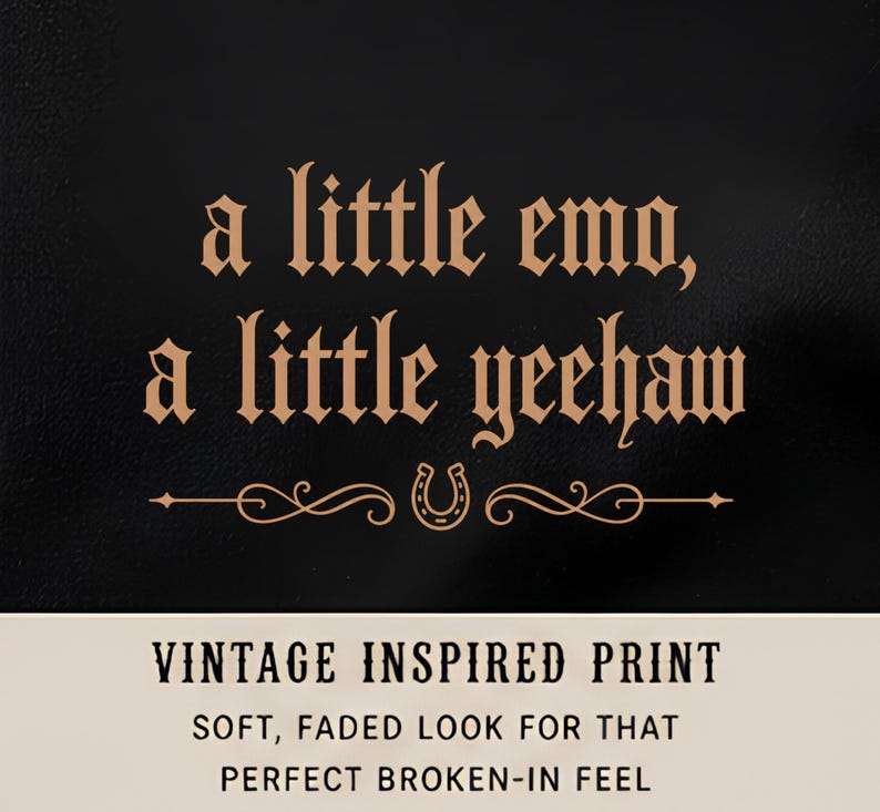 Emo Cowgirl Crop Shirt, A Little Emo A Little Yeehaw Crop Tee, Western Gothic Shirt, Vintage Cowgirl Graphic Tee, Country Emo Aesthetic image 2