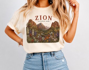 Zion National Park T-shirt, Wildflower T-shirt, Womens Comfort Colors 1717