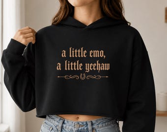 Emo Yeehaw womens Alt, country LS12000 Crop Hoodie