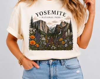 Yosemite National Park Shirt, Wildflower Tee, Nature Shirt, Mountain Graphic Tee, Floral Hiking Shirt, National Park Aesthetic