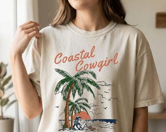 Saltwater Cowgirl Shirt, Coastal Cowgirl Comfort Colors Tee, Beach Western Shirt Women, Country Girl Summer Gift, Sandy Boots Tee