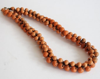 Apricot Boho Necklace, Boho Ethnic Style Necklace, Wood Jewelery, Necklace for women, Wooden Beads Necklace, Twisted Wood Necklace