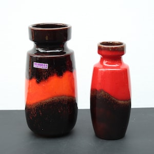 Fat Lava Vases Red Brown glaze by Scheurich