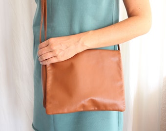 Tan brown leather Cross Body Bag for Women