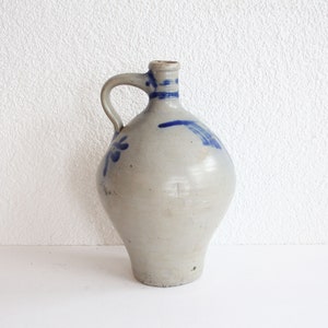 Salt glazed pottery Pitcher, Blue Salt glazed Stoneware pot with handle, Rustic Decor Stoneware Pot, Stoneware Vase, Decorative pitcher