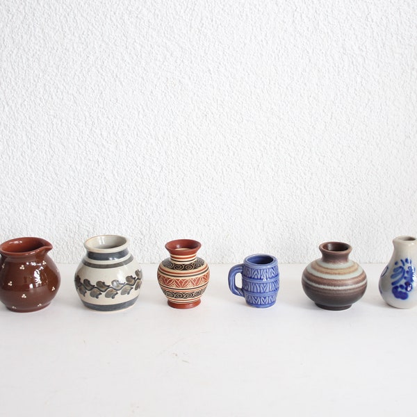 Mini Vases, Set of Six Minimalistic Ceramic Vases, Mid century Vase, Vase for Single Flower, Mini StonewareVases