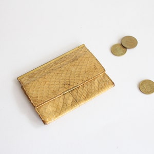 Vintage Portemonnaie aus Schlangenleder, kleine Brieftasche, beiges Leder Portemonnaie, Geldbörse, Portemonnaie für Münzen