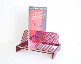 Burgundy Red Record Stand for 50 Records