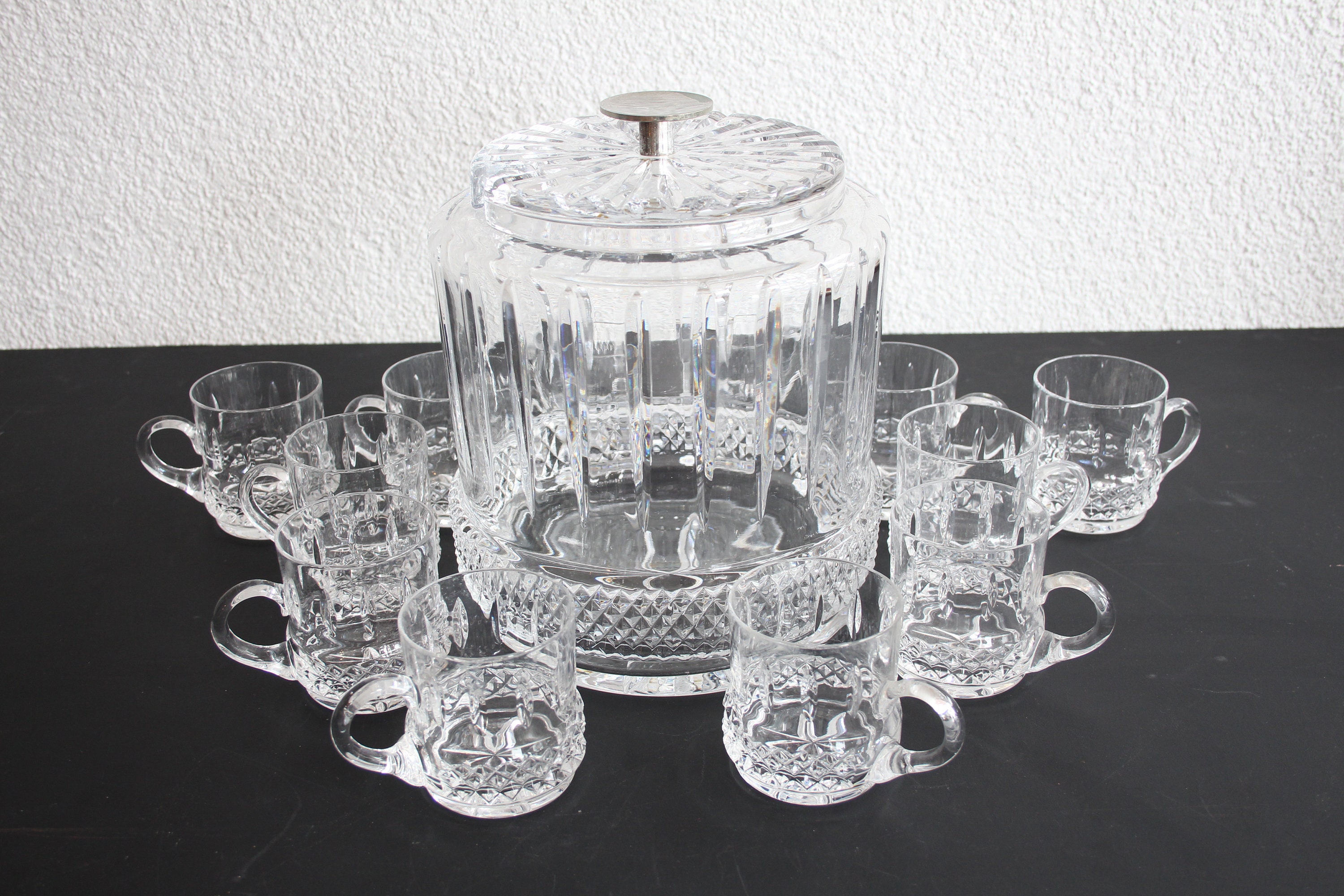 Punch Bowl Set Lead Glass Punchbowl Set 1960s Clear Crystal Etsy