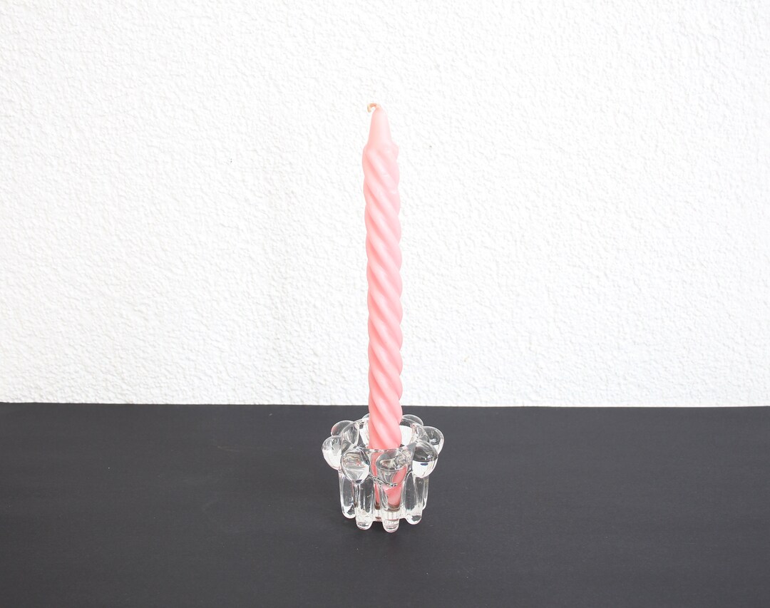 Single Vintage Reims France Candle Holder Glass Candle Etsy