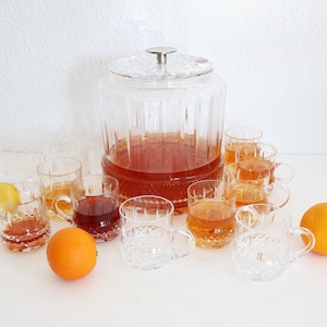 Bleikristall Bowle Set, Punch Bowle Set aus Kristallglas mit 12 Gläsern, 1960er Jahre Bowle Set, Bleikristall Bowle mit grafischem Schliff
