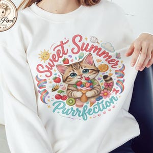 PNG Kitten Ice Cream Zomerse Trui met Grafische Afbeelding (Digitale Download)