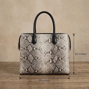 Tote tas van leer met python slangenprint – Italiaanse schoudertas – elegante handtas voor dagelijks gebruik – Anniversari Giftful