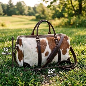 Bolso de viaje de lujo de piel de vaca con pelo / Bolso de fin de semana hecho a mano / Regalo para él
